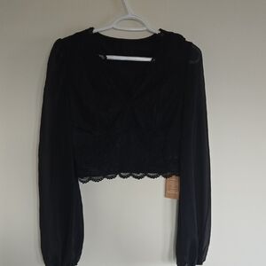 Elegant Black Lace Women's Top